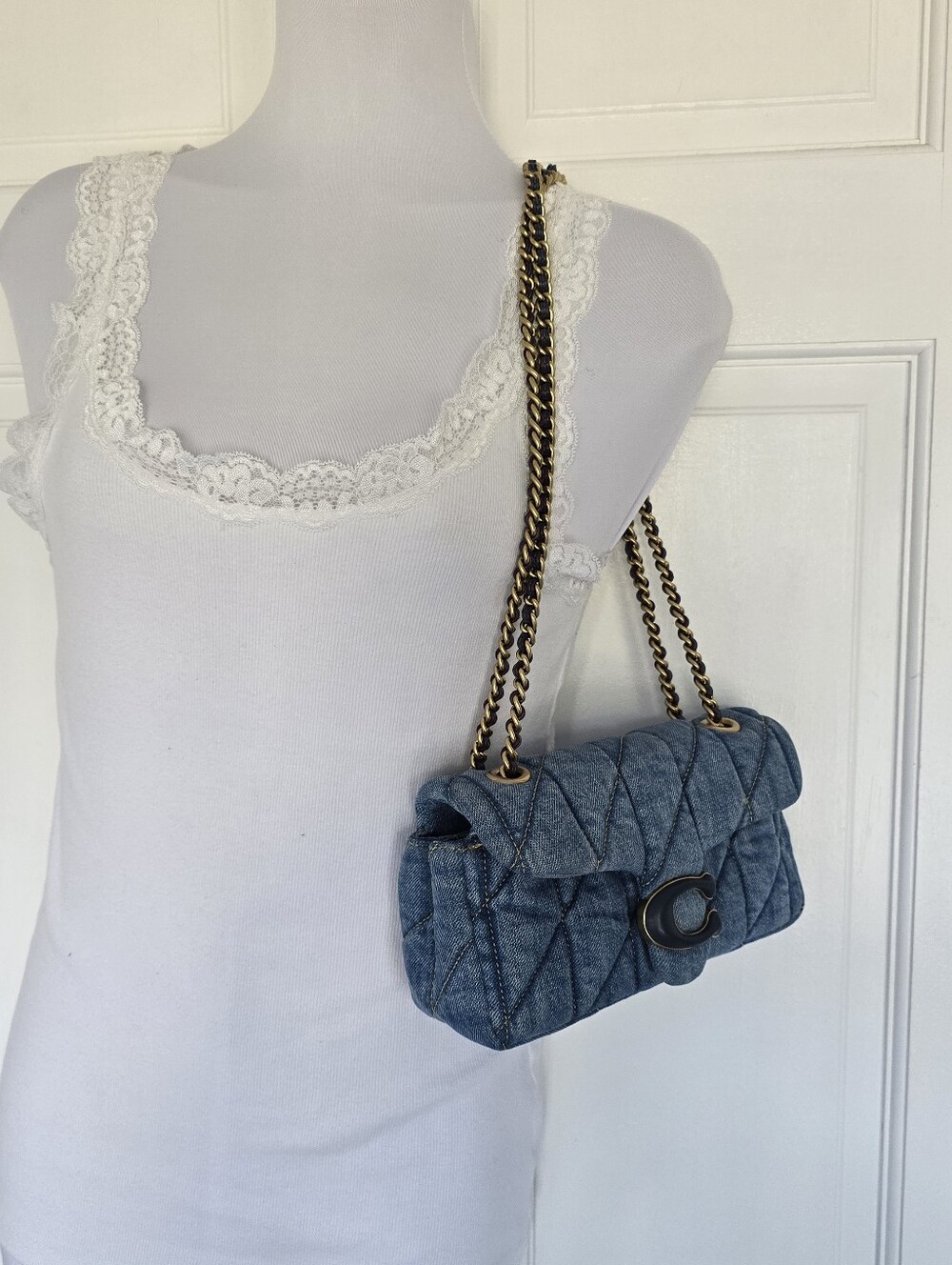 Coach Quilted Denim Small Tabby 20 Shoulder Bag - Picture 2 of 16